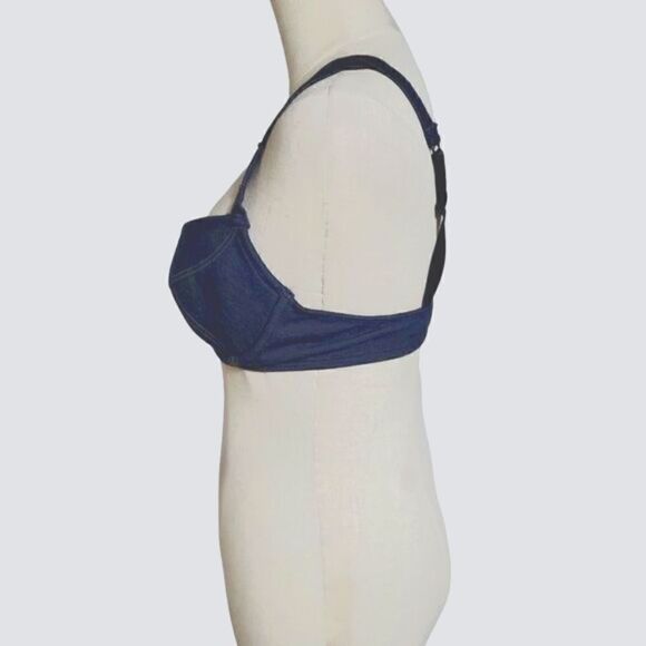 NO Boundaries Y2K Dark Denim Bra Top - Picture 4 of 6